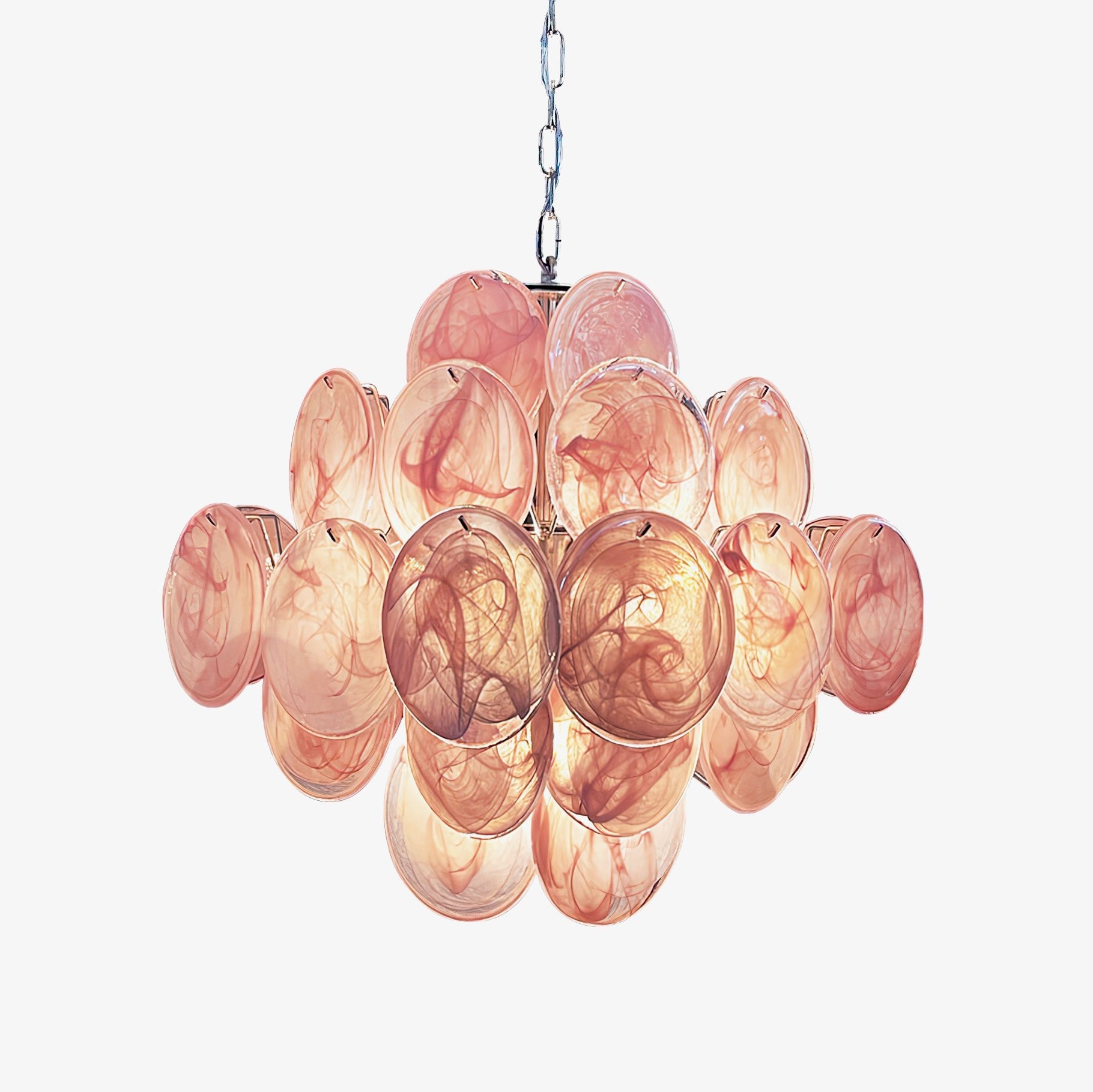murano-pink-disks-chandelier-anzaz-Pink Glass & Chrome-1