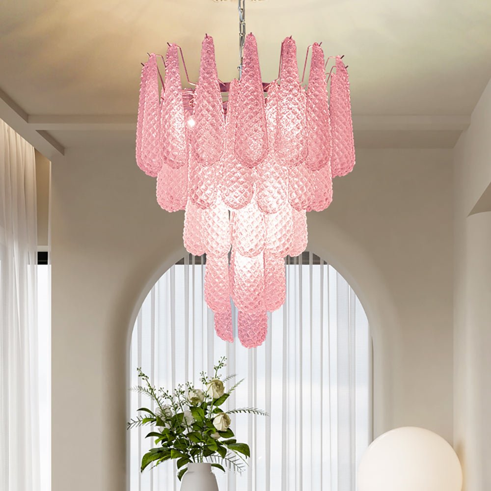 murano-pink-glass-droplet-chandelier-anzaz-Pink Glass-2