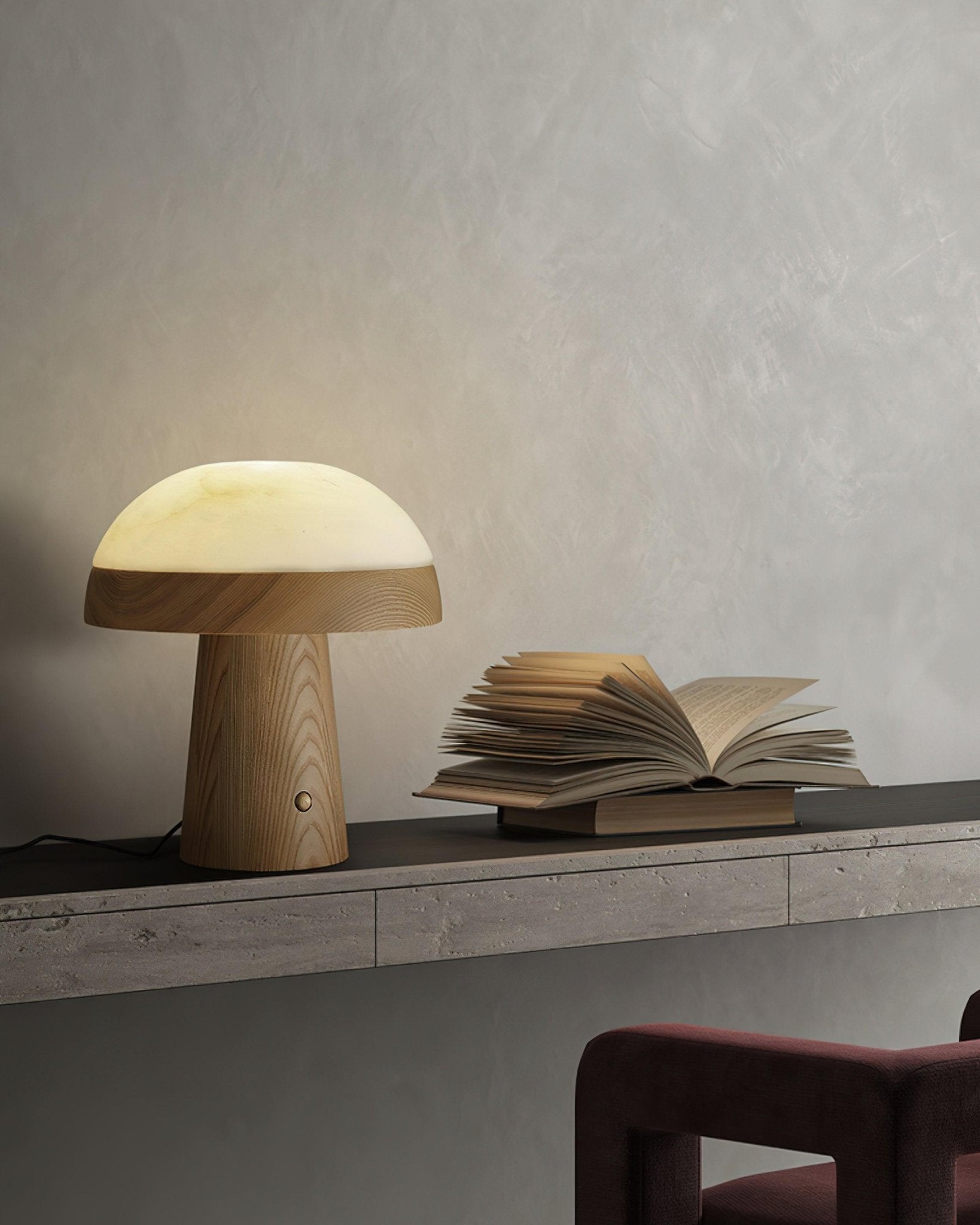 mushroom-cloud-table-lamp-anzaz-Walnut color & Warm Light-12