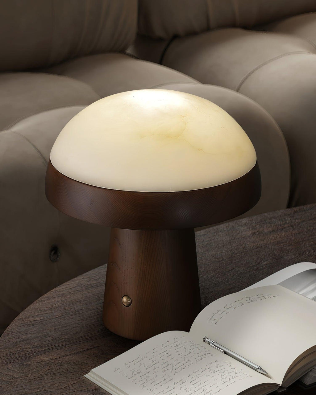 mushroom-cloud-table-lamp-anzaz-Walnut color & Warm Light-10