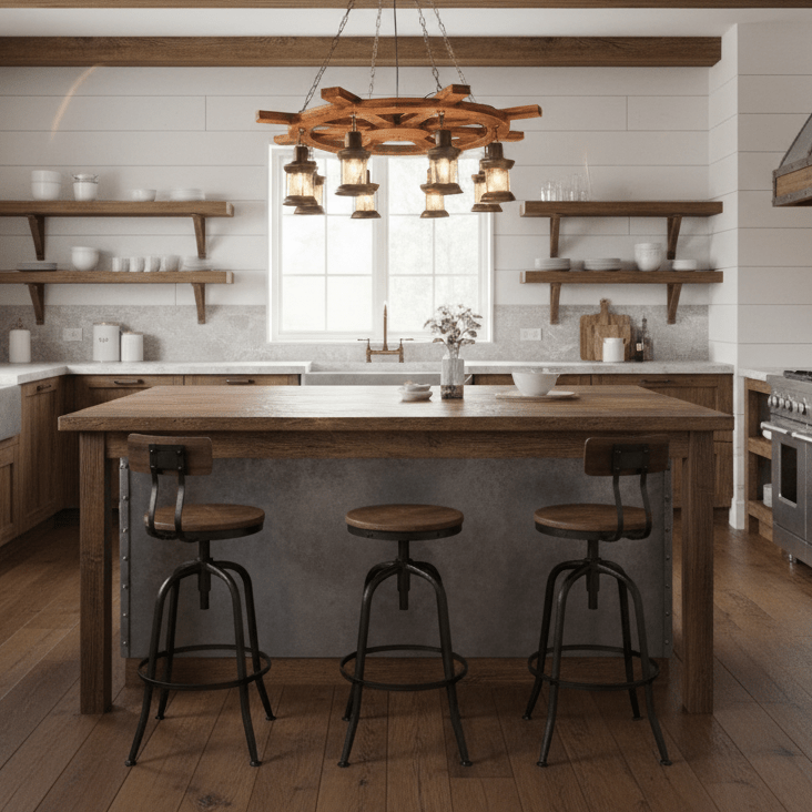 nautical-industrial-style-wooden-chandelier-anzaz-Black & Brown wood & Clear glass-4