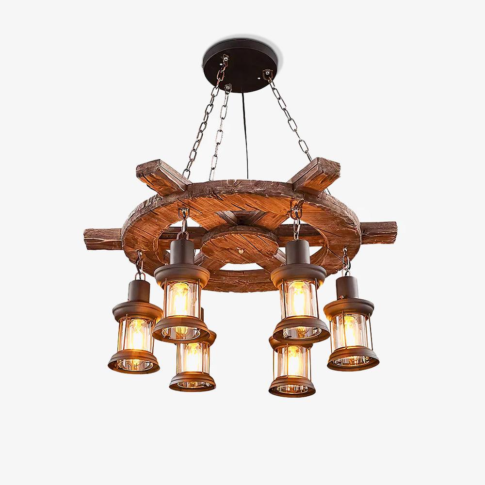 nautical-industrial-style-wooden-chandelier-anzaz-Black & Brown wood & Clear glass-1