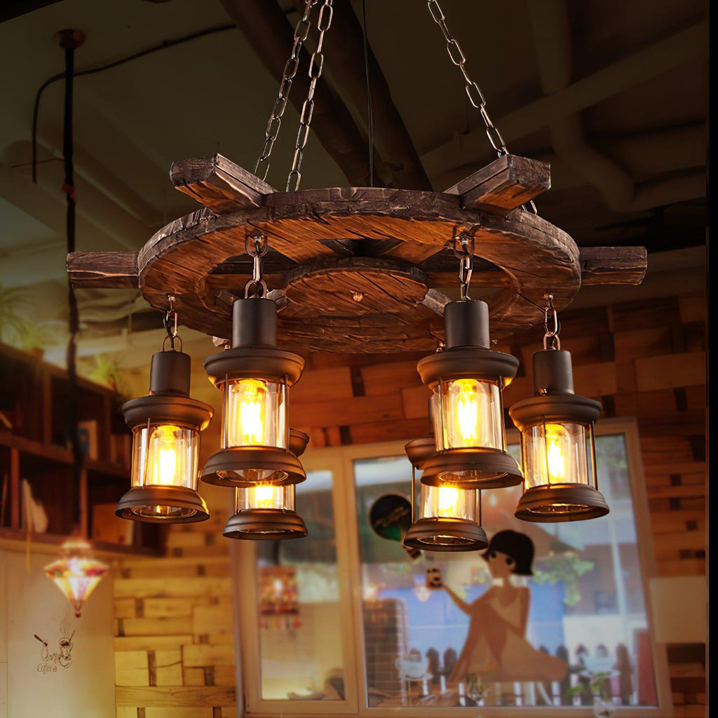 nautical-industrial-style-wooden-chandelier-anzaz-Black & Brown wood & Clear glass-5