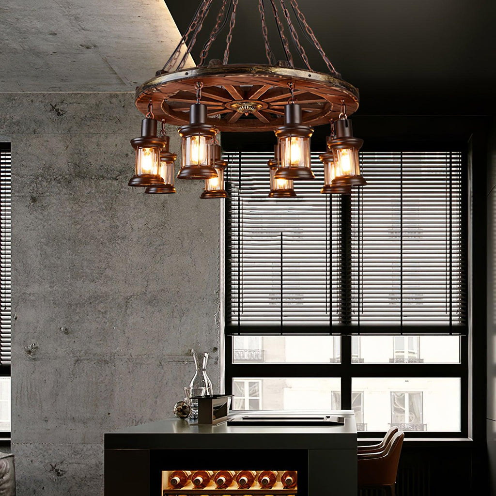 nautical-industrial-style-wooden-chandelier-anzaz-Black & Brown wood & Clear glass-6