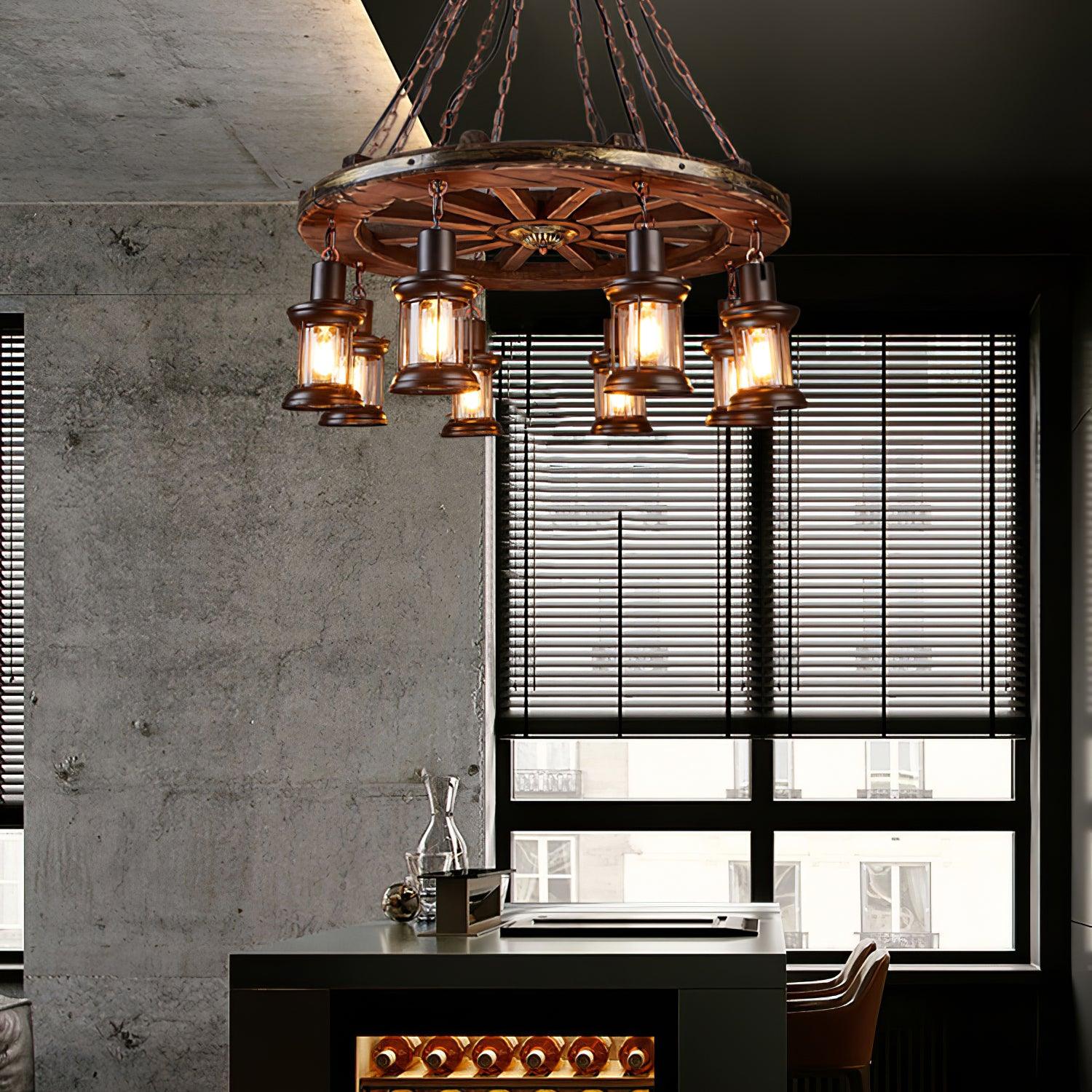 nautical-industrial-style-wooden-chandelier-anzaz-Black & Brown wood & Clear glass-6