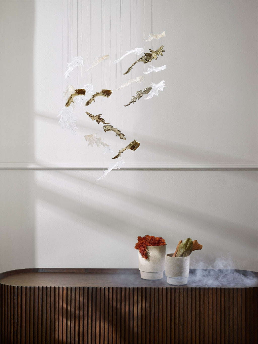 nectar-leaves-chandelier-anzaz-Gold & White & Clear（No Ceiling Plate）-6