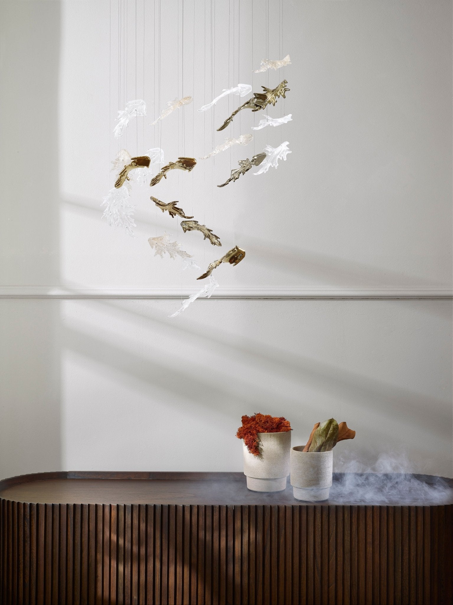 nectar-leaves-chandelier-anzaz-Gold & White & Clear（No Ceiling Plate）-6