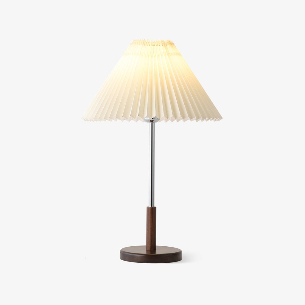 noora-pleated-table-lamp-anzaz-Walnut color & White-1