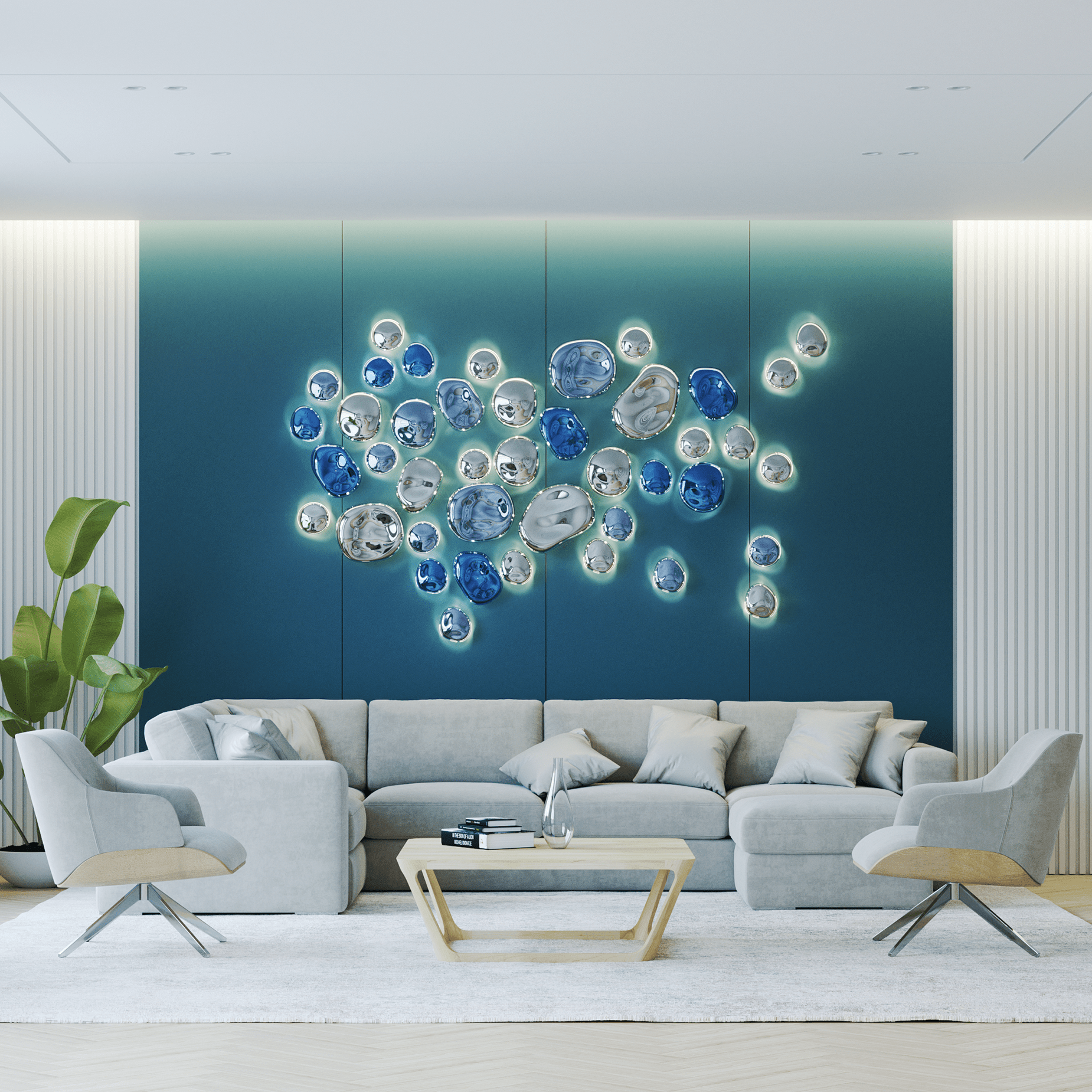 nuggets-wall-lamp-anzaz-Blue & Sliver（Warm Light）-2