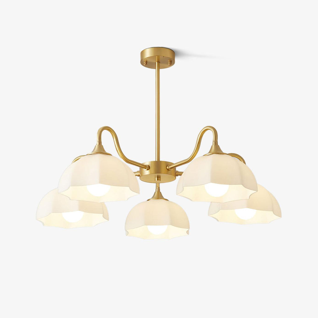 octagonal-glass-bowl-chandelier-anzaz-Brass & White-1