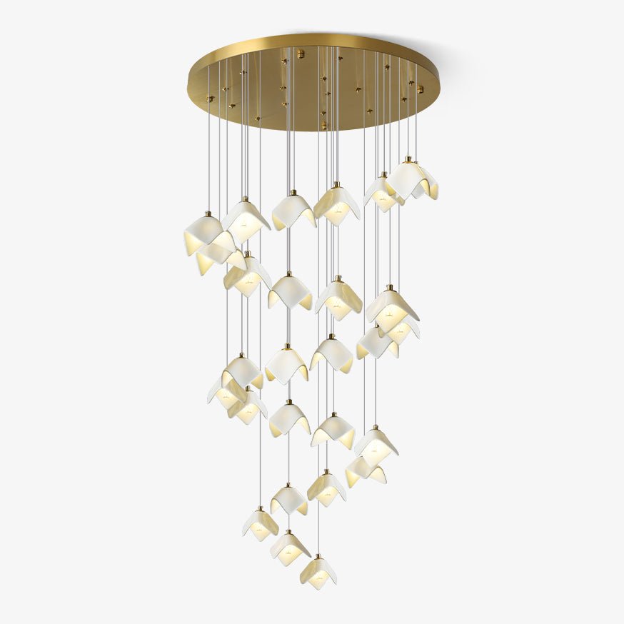 orlani-cascade-stairs-chandelier-anzaz-Gold & White-1