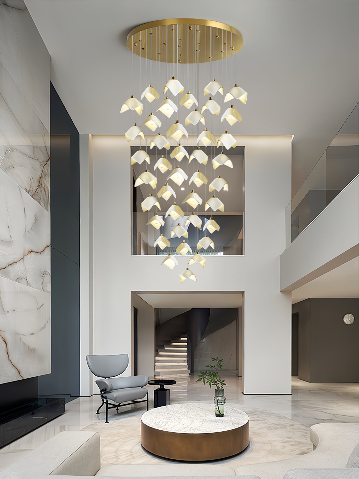 orlani-cascade-stairs-chandelier-anzaz-Gold & White-12