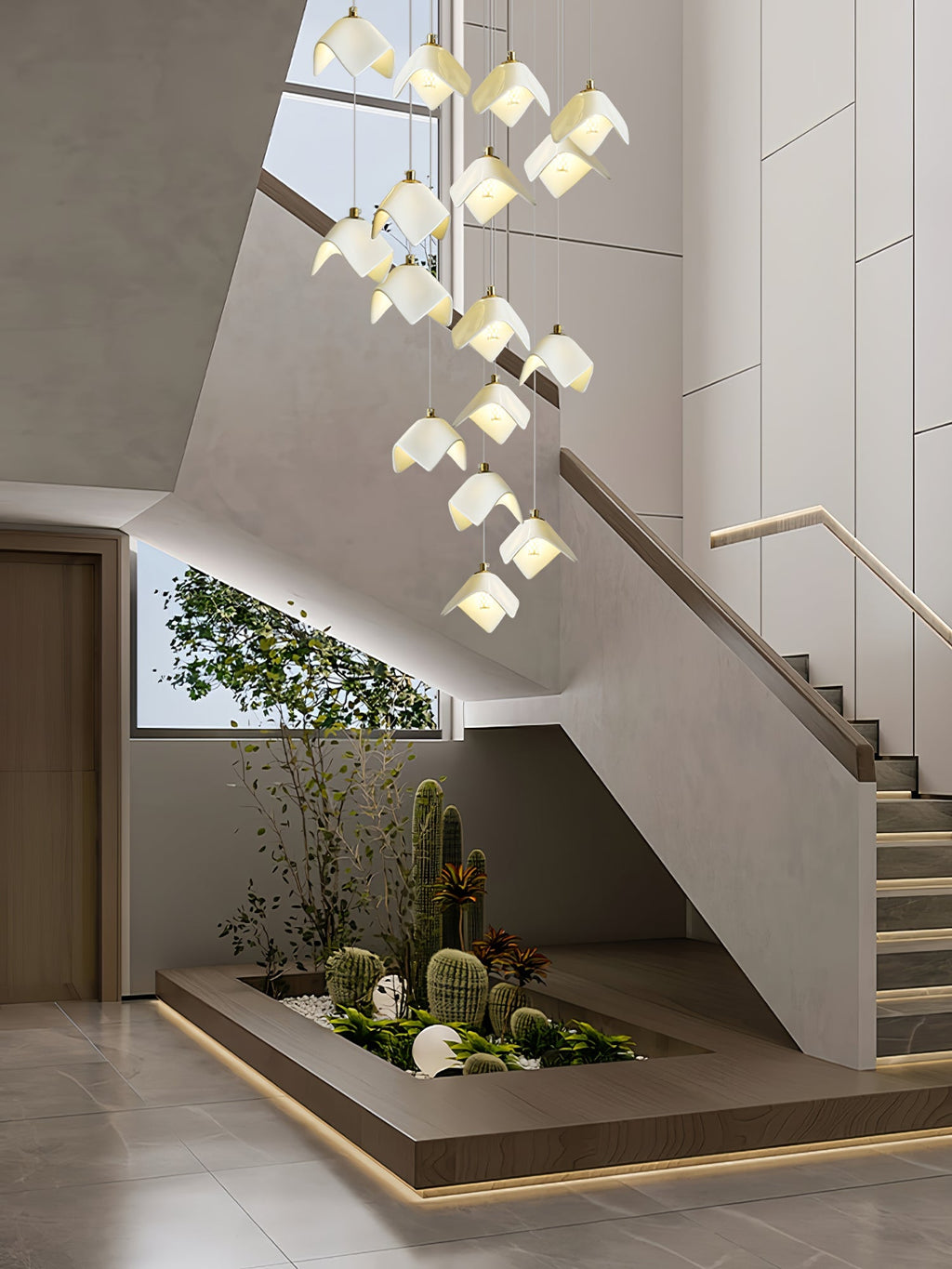 orlani-cascade-stairs-chandelier-anzaz-Gold & White-13
