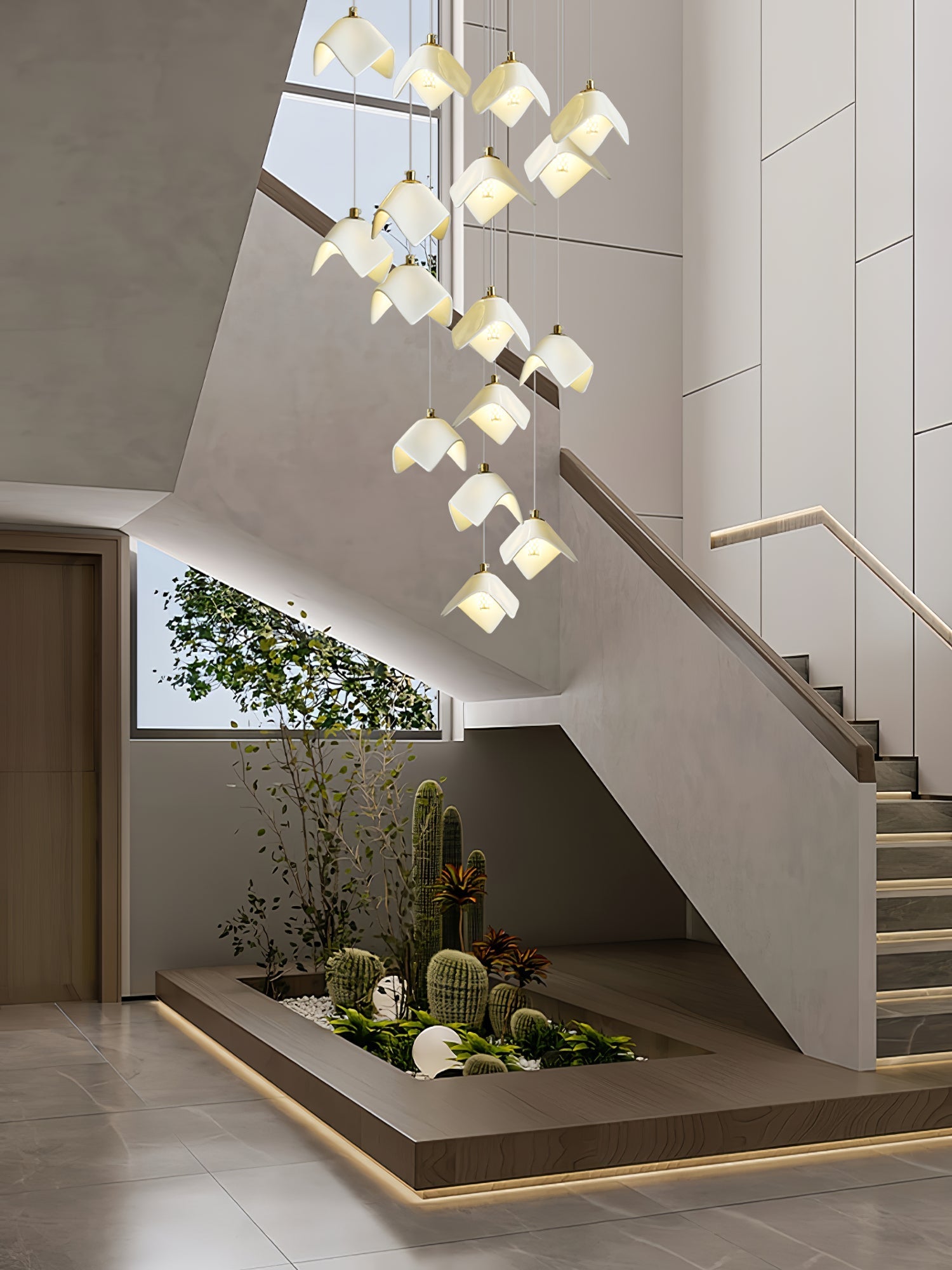 orlani-cascade-stairs-chandelier-anzaz-Gold & White-13