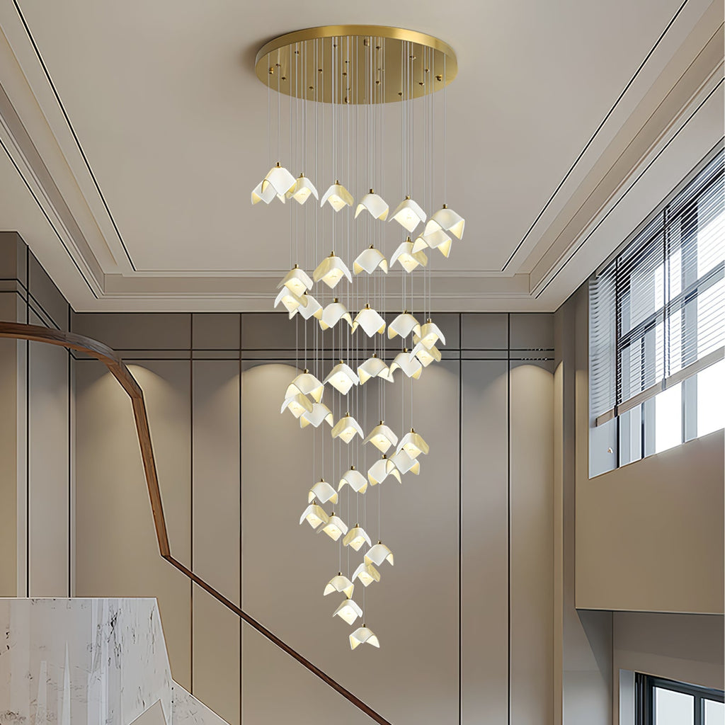 orlani-cascade-stairs-chandelier-anzaz-Gold & White-4