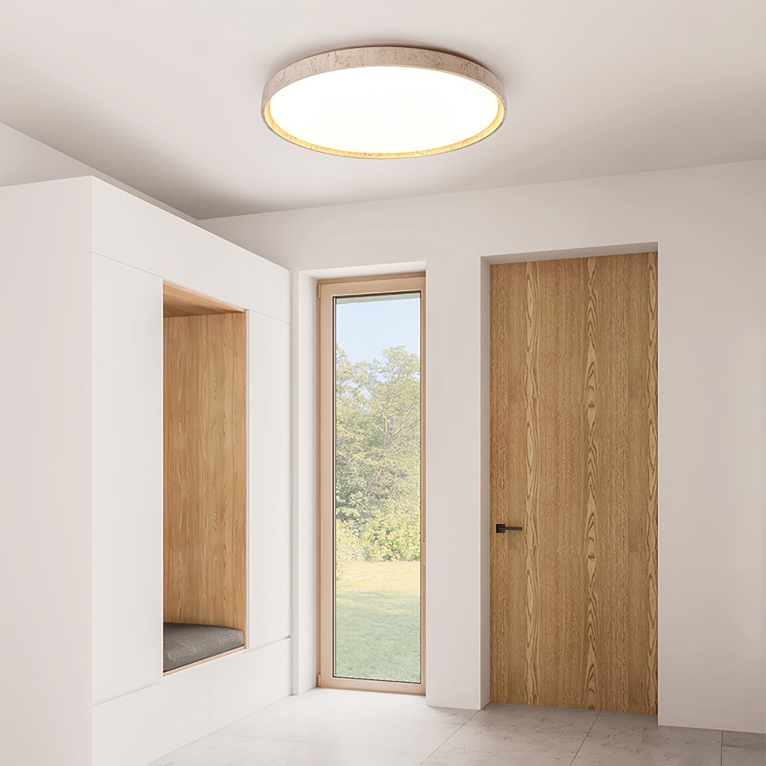 oro-circle-ceiling-light-anzaz-Walnut Color & Yellow Travertine-4