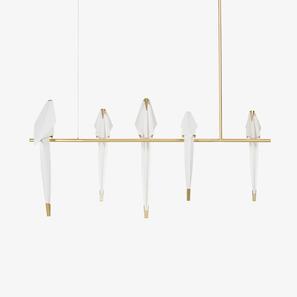 paper-crane-bird-led-chandelier-anzaz-Gold & White-1