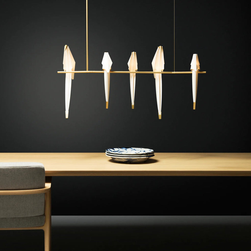 paper-crane-bird-led-chandelier-anzaz-Gold & White-2