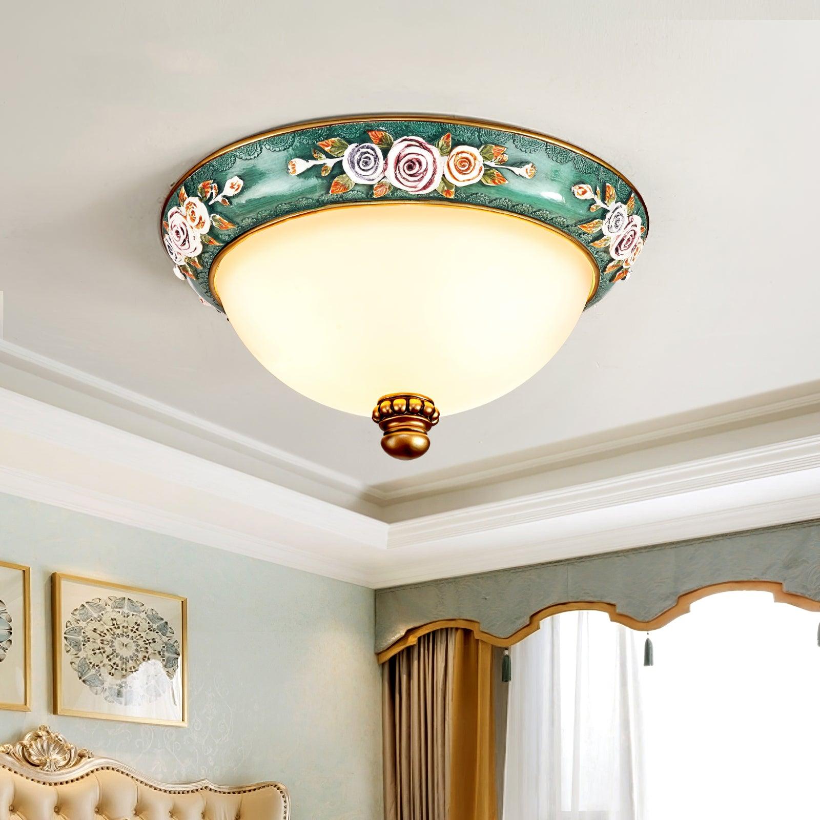 pastoral-bowl-ceiling-light-anzaz-Green & White-2