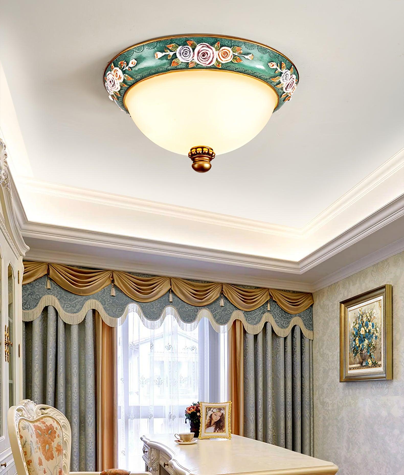 pastoral-bowl-ceiling-light-anzaz-Green & White-3