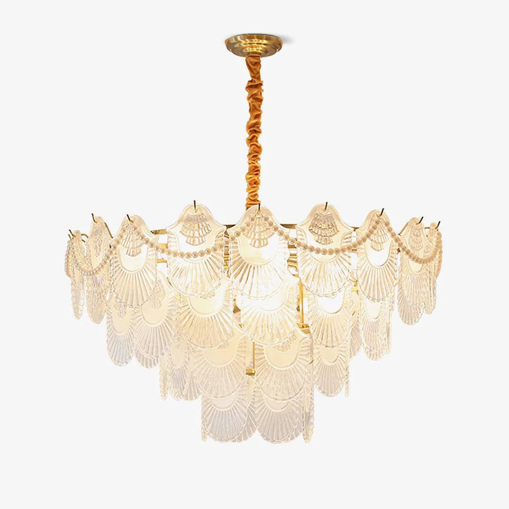 pearl-glass-shell-chandelier-anzaz-Copper plated & Frosted transparent-1