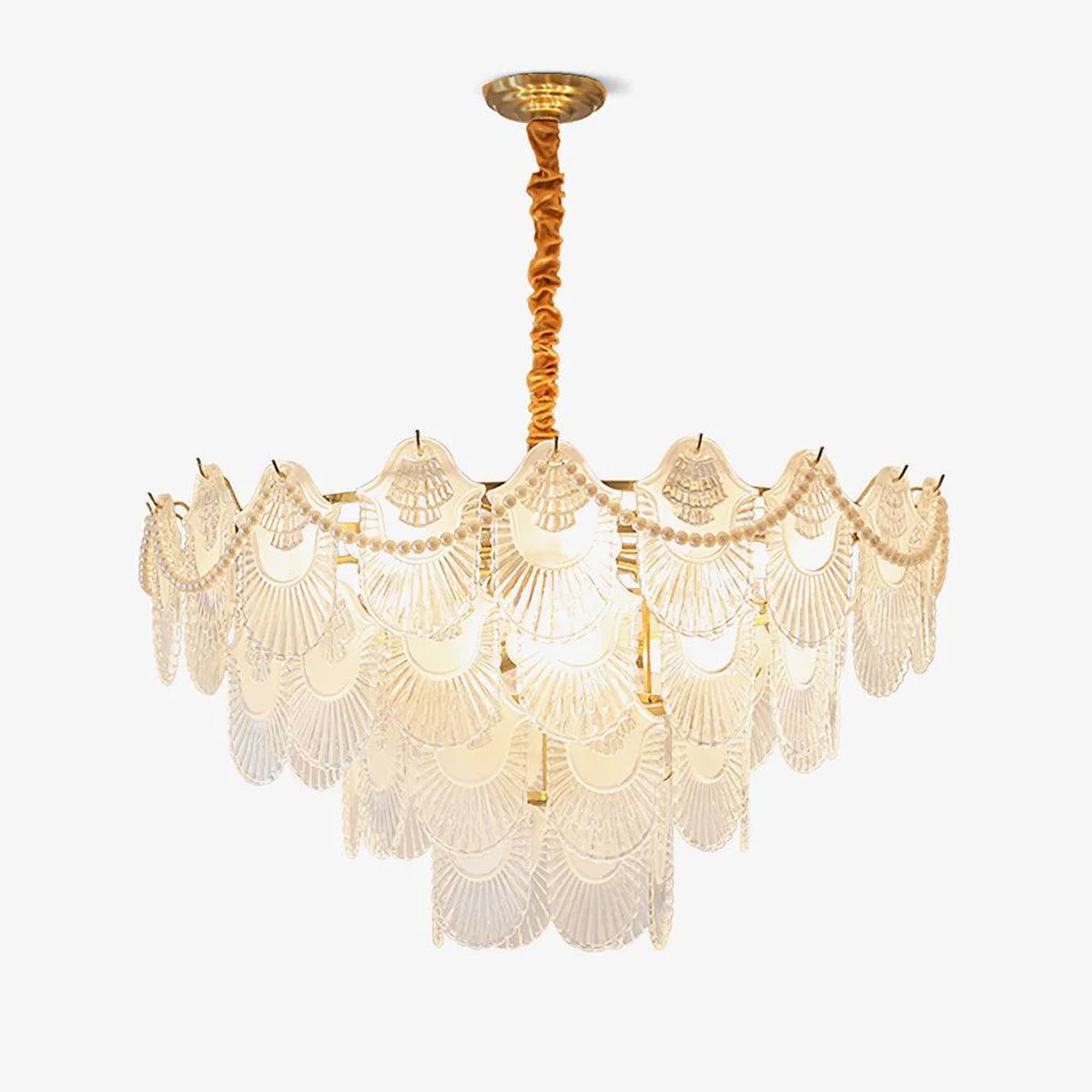 pearl-glass-shell-chandelier-anzaz-Copper plated & Frosted transparent-1