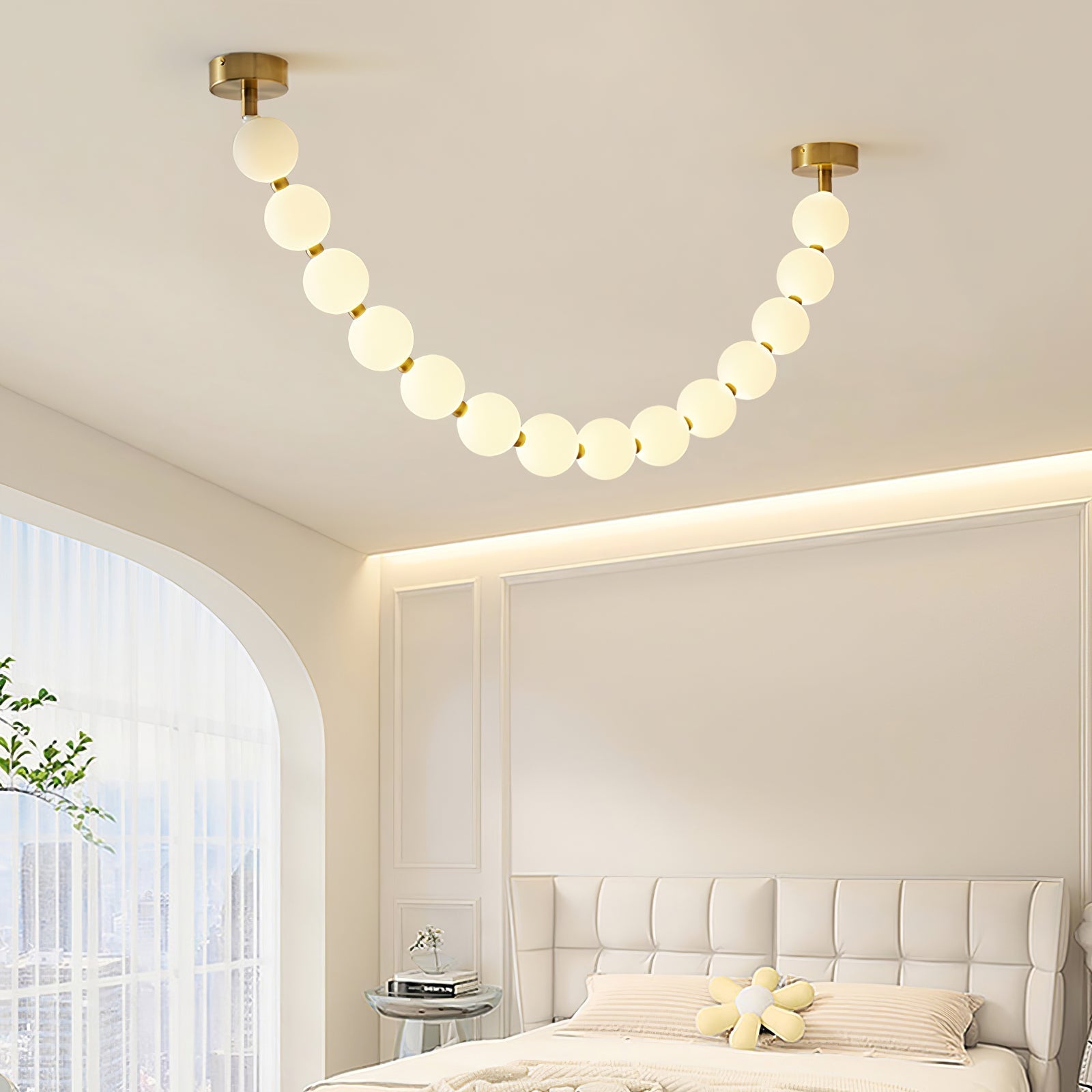 pearl-glass-necklace-balls-chandelier-anzaz-Gold & White-8