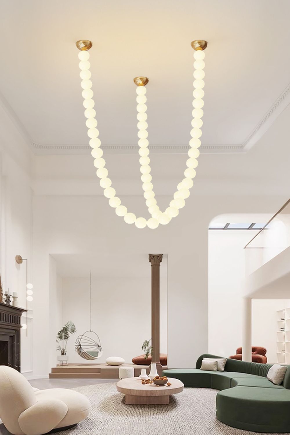 pearl-glass-necklace-balls-chandelier-anzaz-Gold & White-7