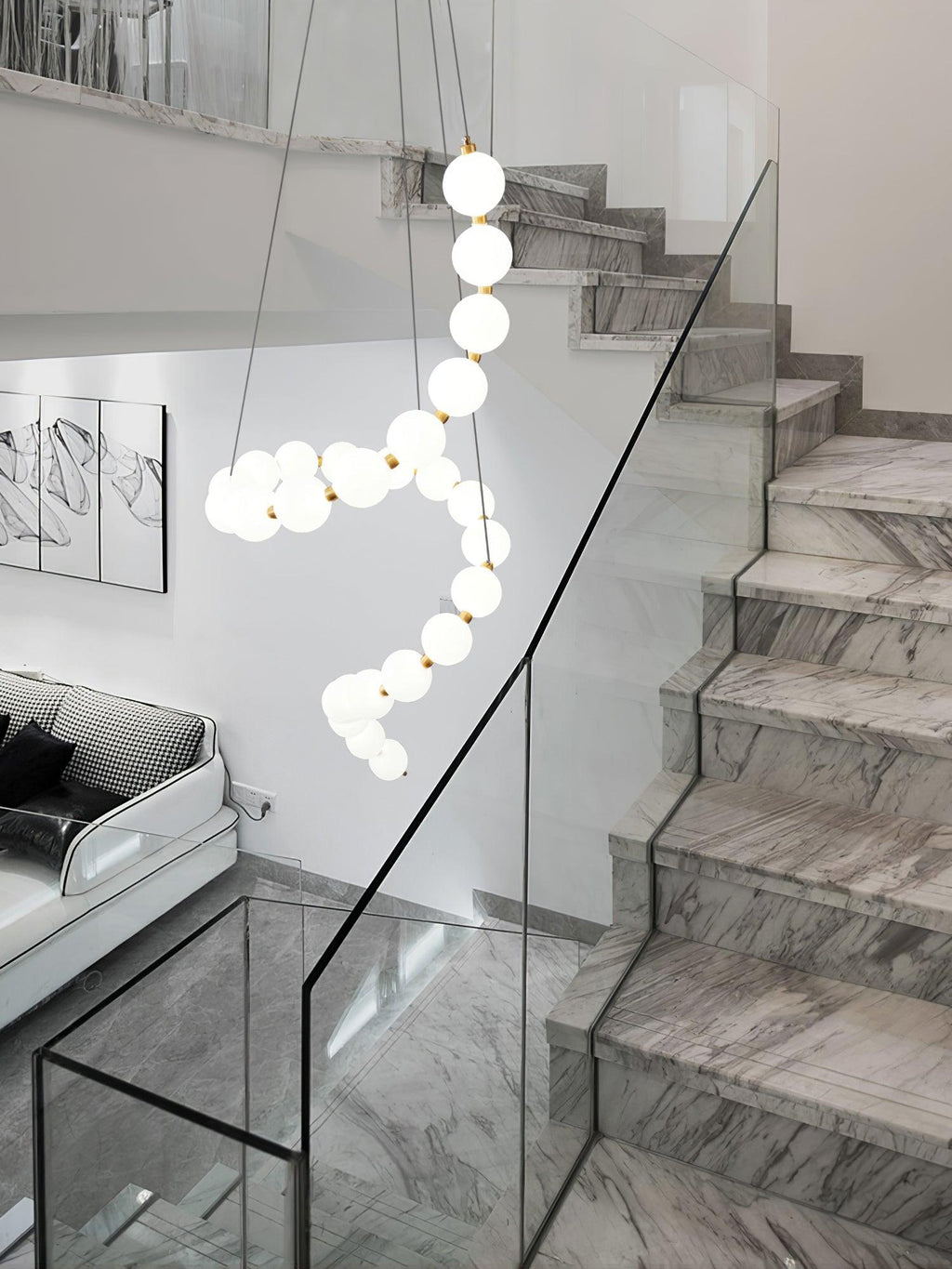 glass-pearl-necklace-chandelier-anzaz-Brass & White Glass balls-29