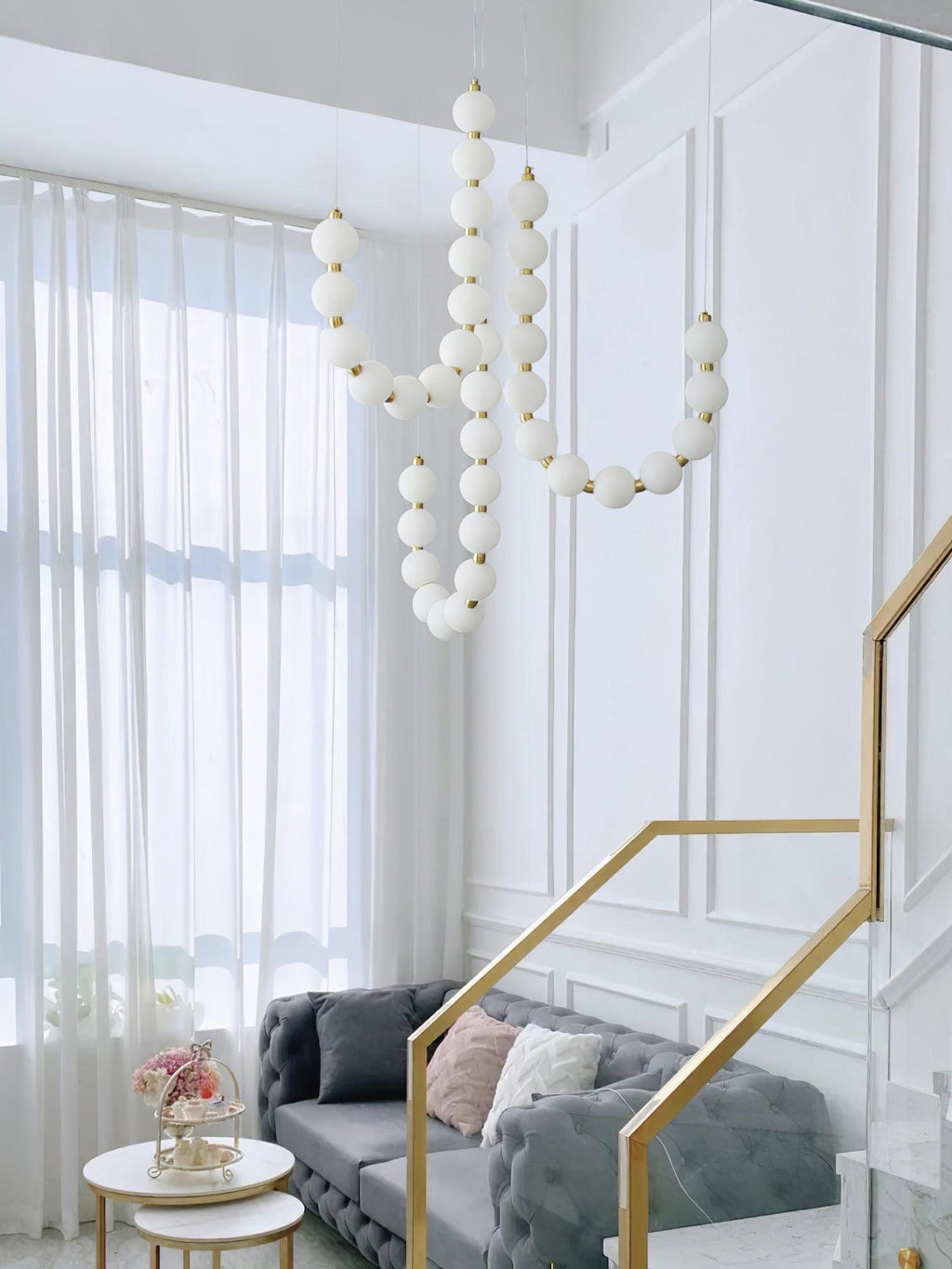 glass-pearl-necklace-chandelier-anzaz-Brass & White Glass balls-12