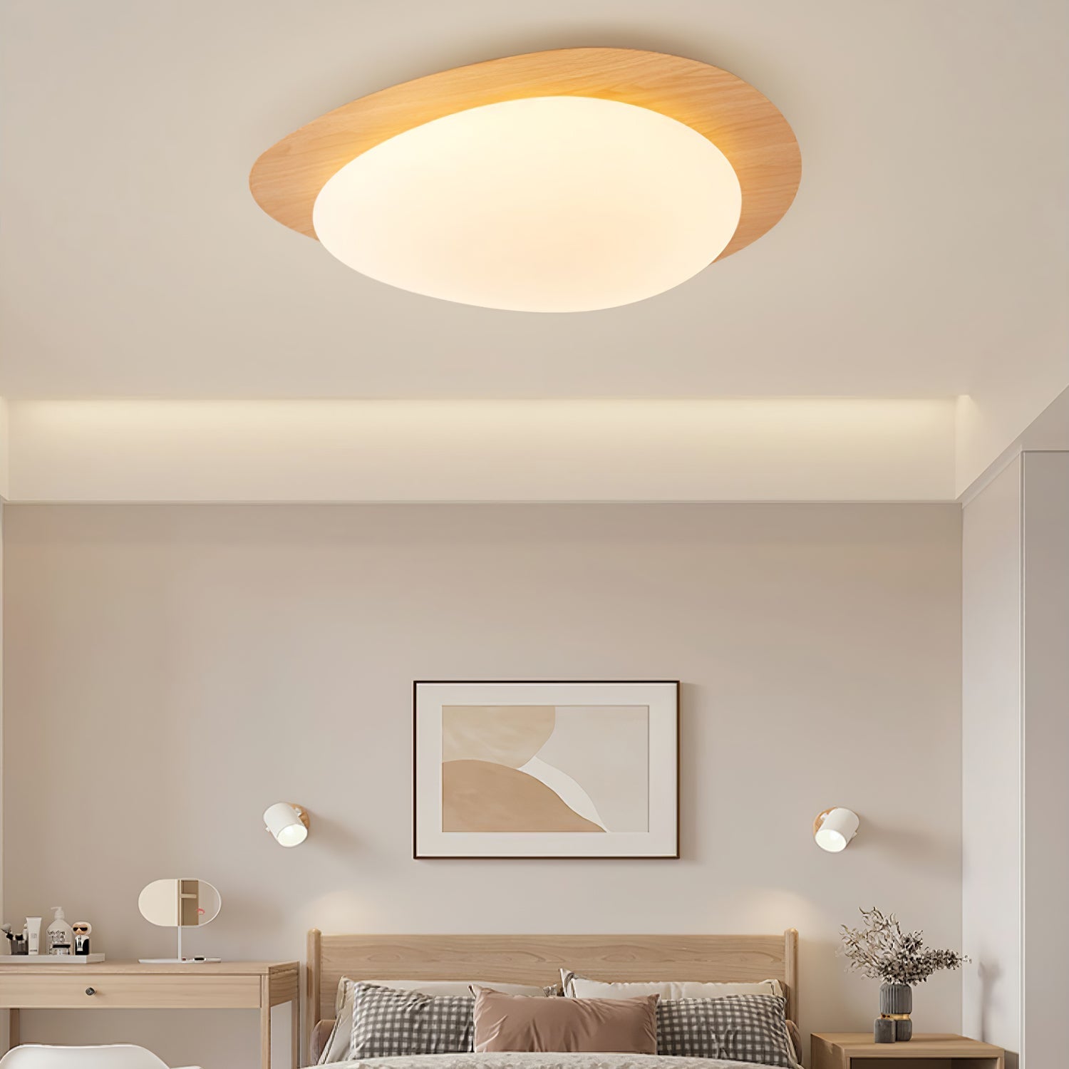pebble-metal-ceiling-light-anzaz-Artistic Nature Wood Effect-2