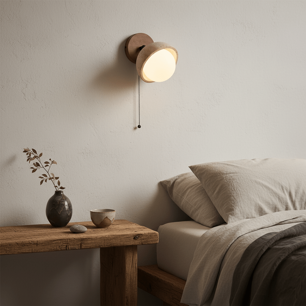 pecherna-wall-sconce-anzaz-Yellow Travertine & Walnut Wood-3
