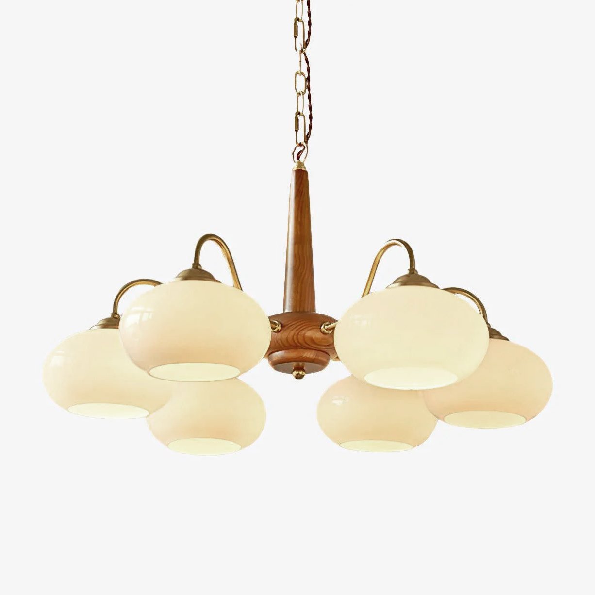persimmon-chandelier-anzaz-Walnut wood & Brass & White-1