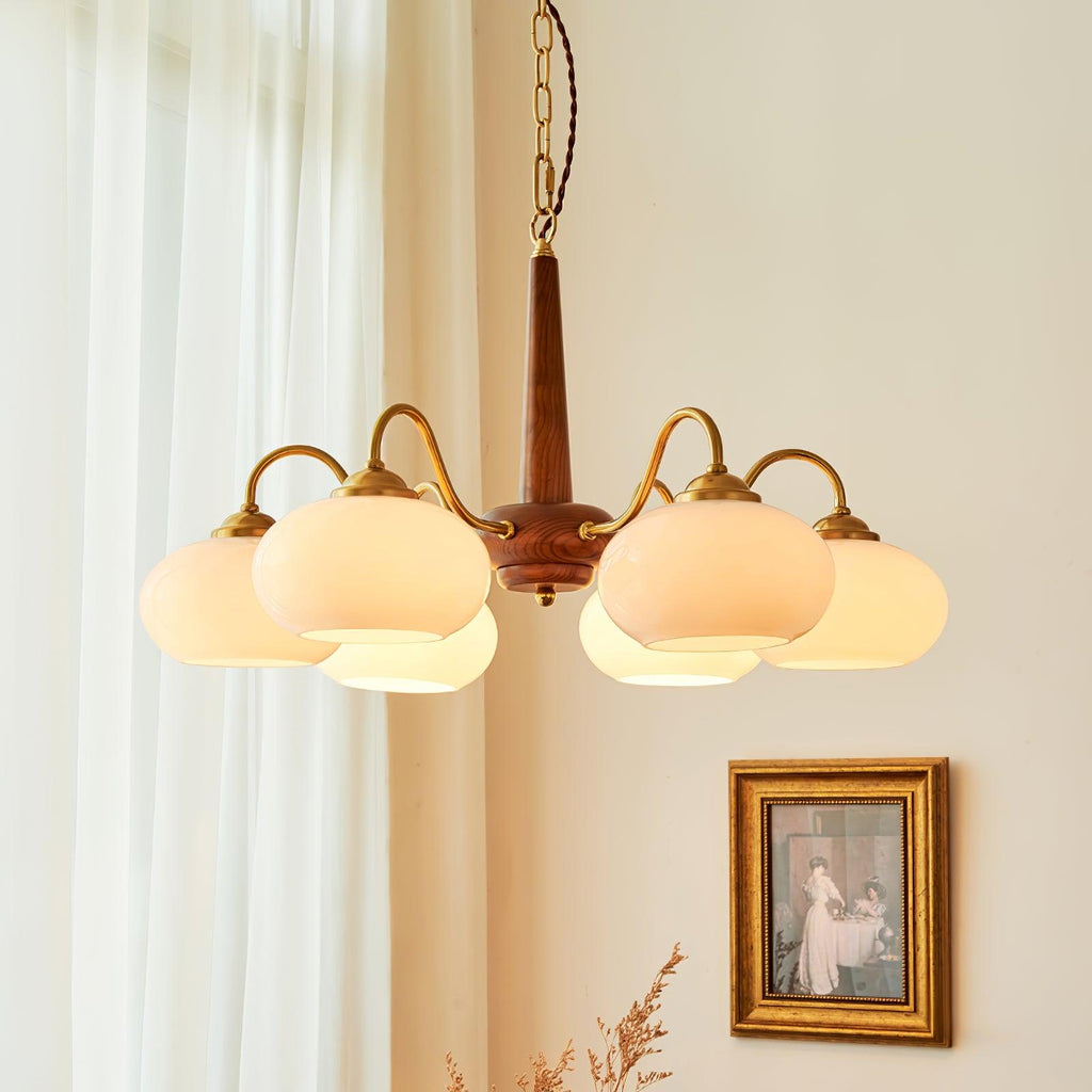 persimmon-chandelier-anzaz-Walnut wood & Brass & Cream-2