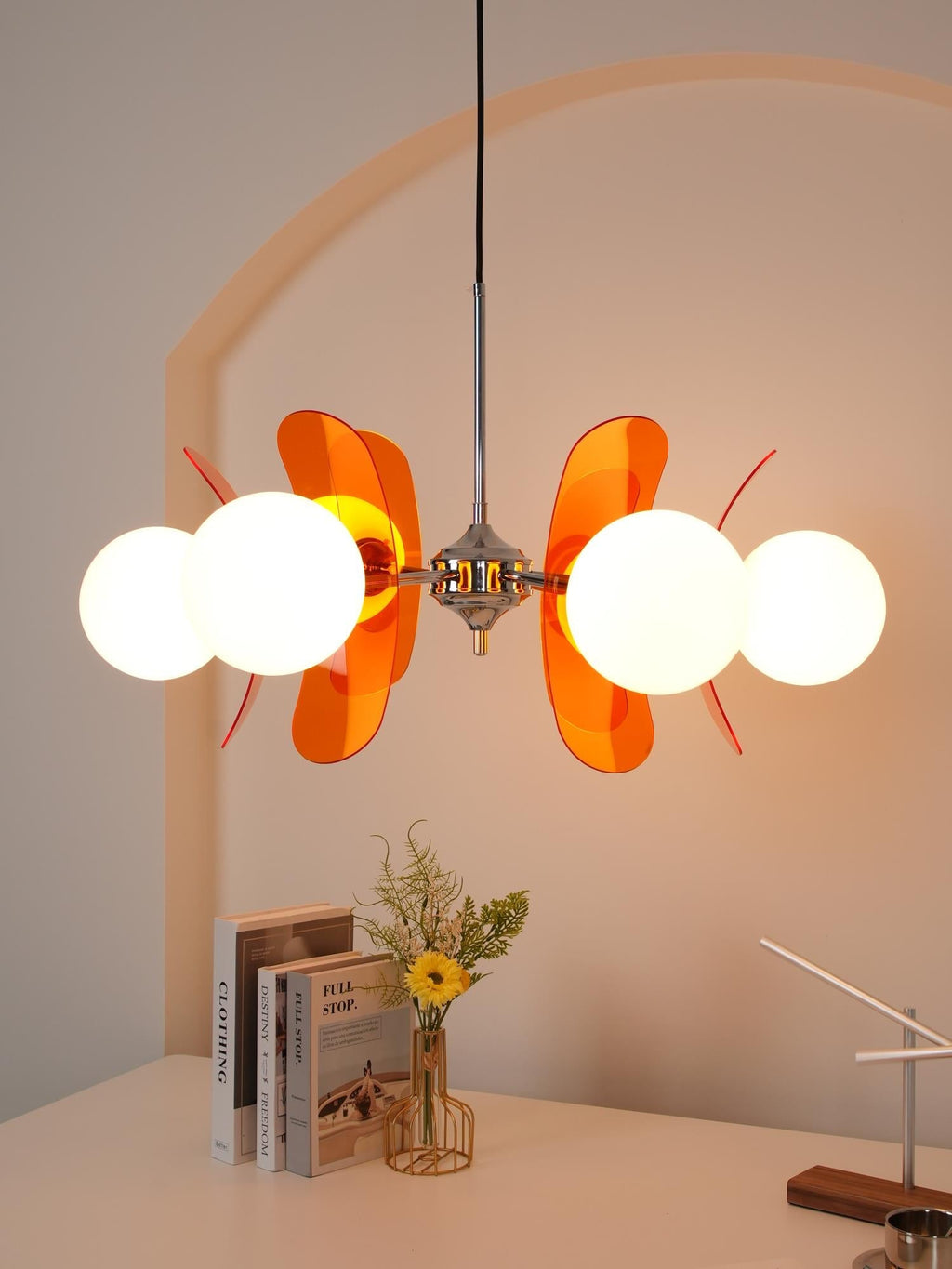 phosphorescent-chandelier-anzaz-Orange & Chrome-8