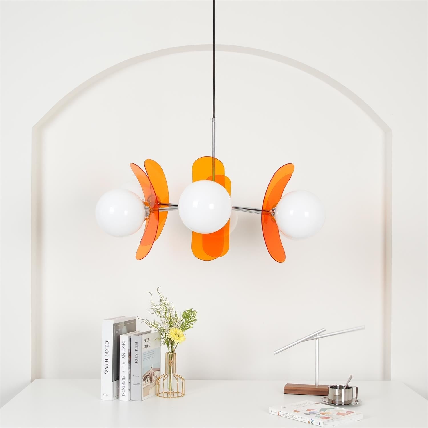 phosphorescent-chandelier-anzaz-Orange & Chrome-4