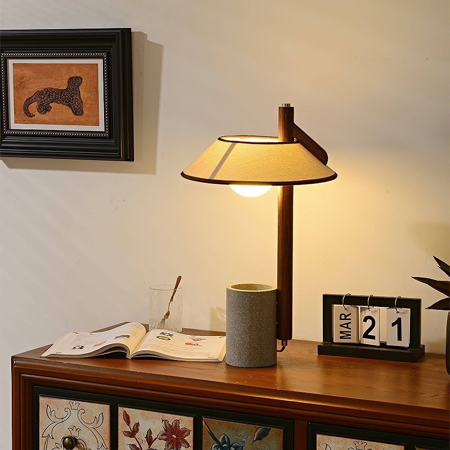 pinnacle-table-lamp-anzaz-Walnut color & Beige-2