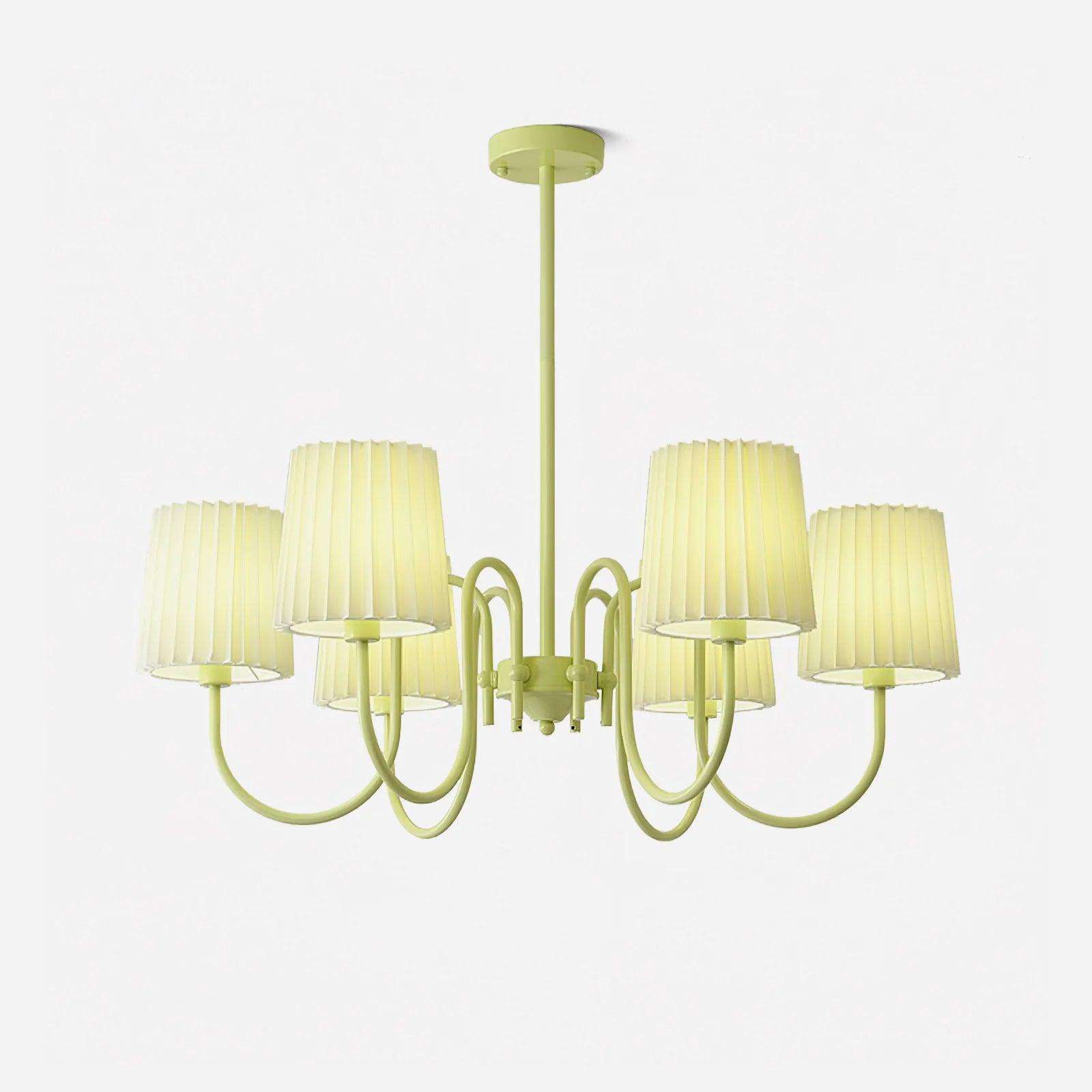 pleated-fabric-matcha-chandelier-anzaz-Matcha & Beige fabric-1