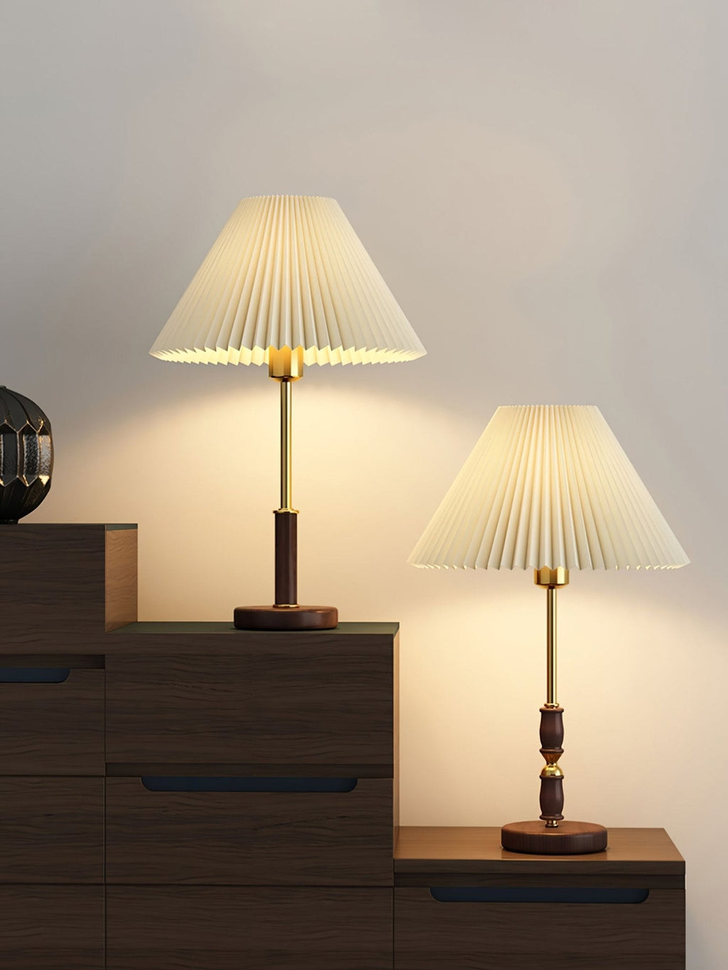 pleated-walnut-table-lamp-anzaz-Walnut Color & White-4