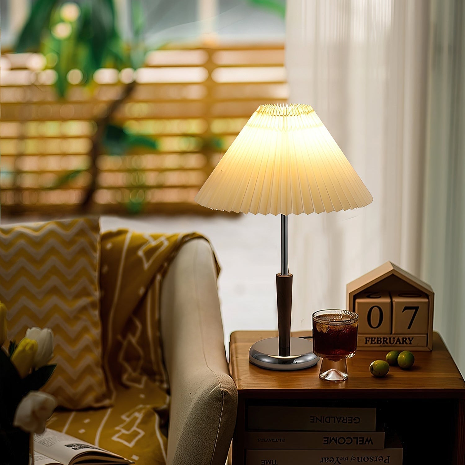 lynnea-pleated-table-lamp-anzaz-Walnut color &  White-2