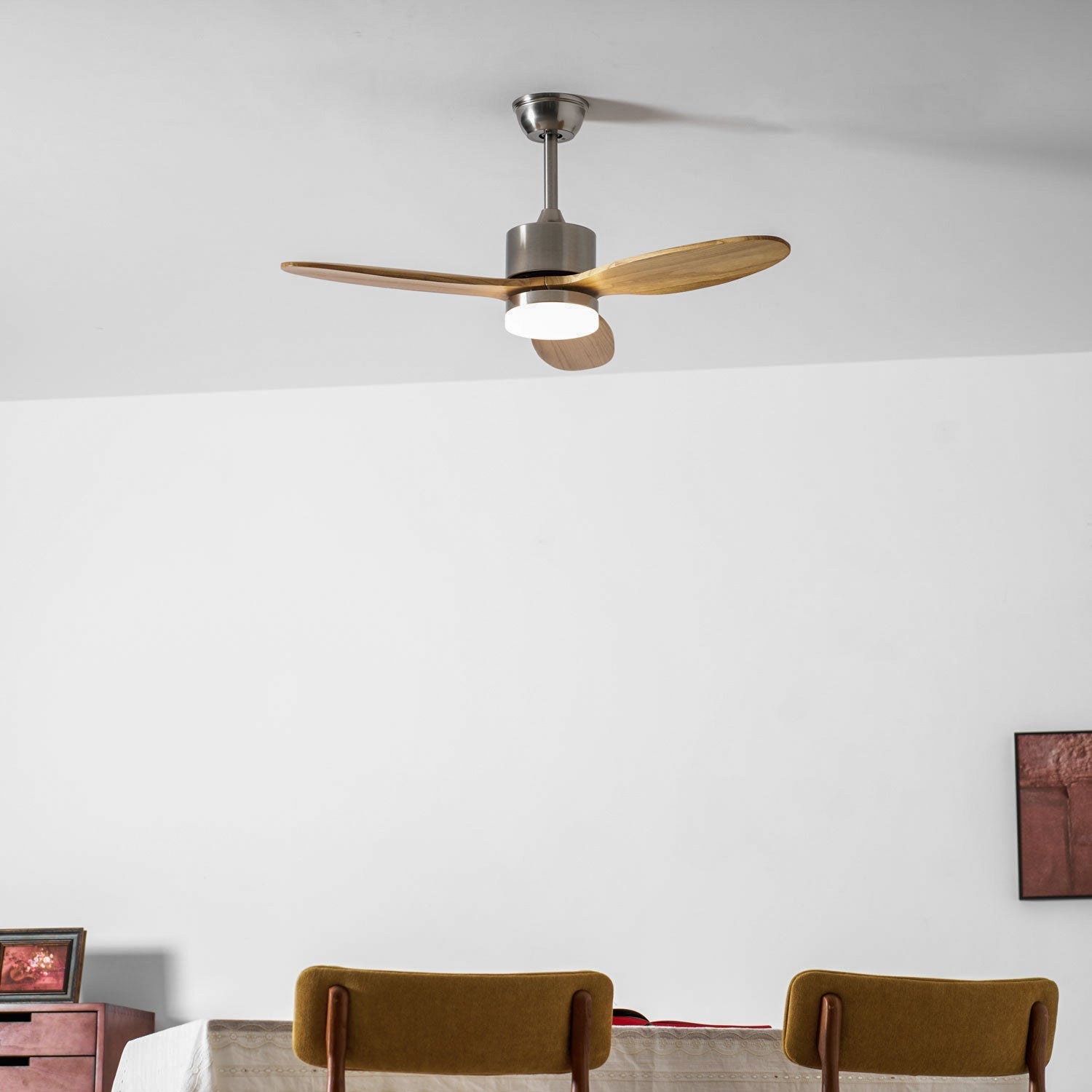 polaris-ceiling-fan-light-anzaz-Nickel & Walnut Wood-2