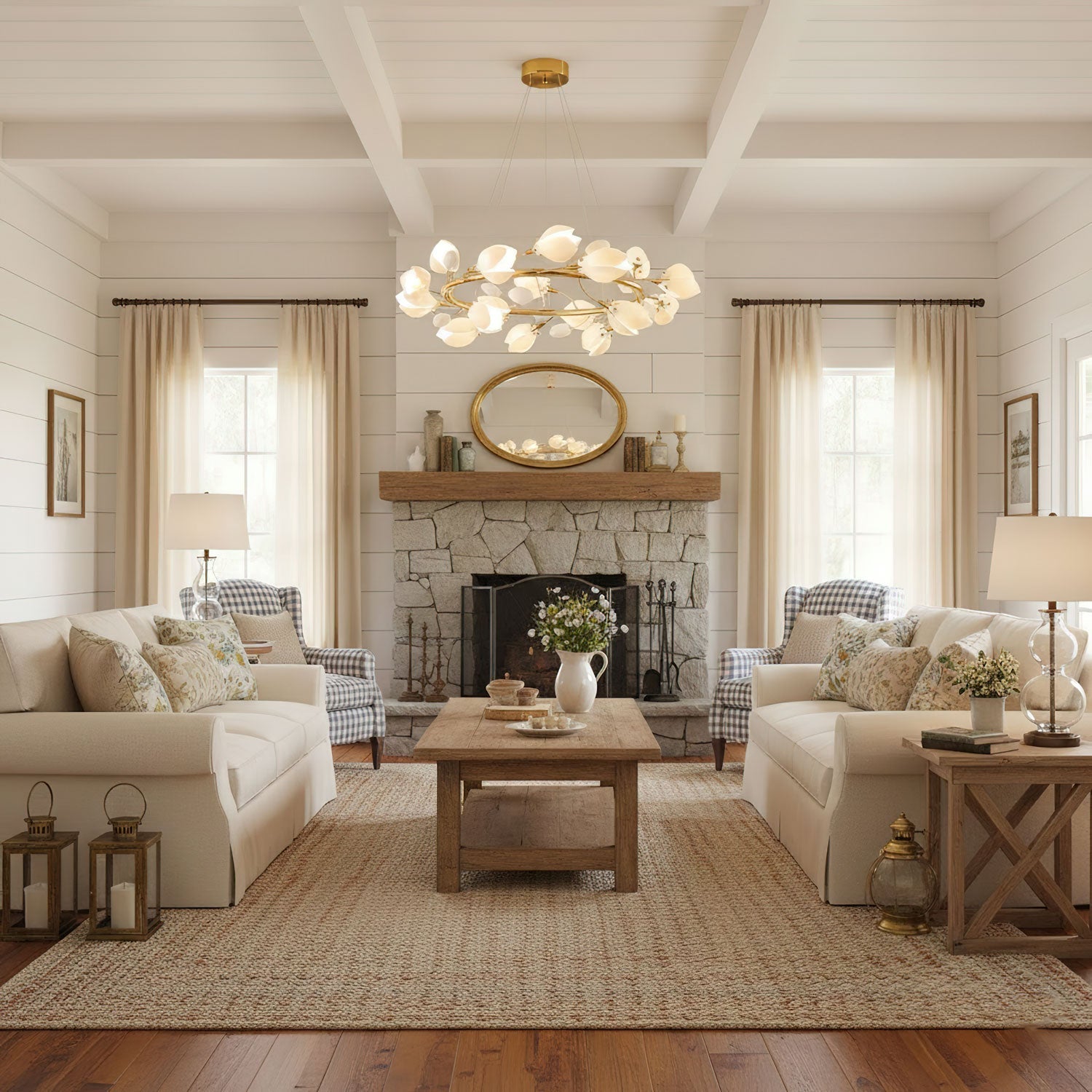 porcelain-magnolia-chandelier-anzaz-Gold & White Ceramic-3