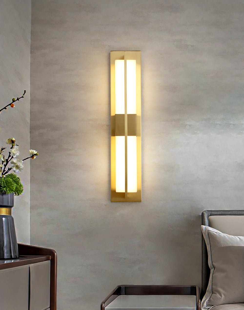 rectangular-alabaster-brass-wall-sconce-anzaz-Black & Warm Light-3