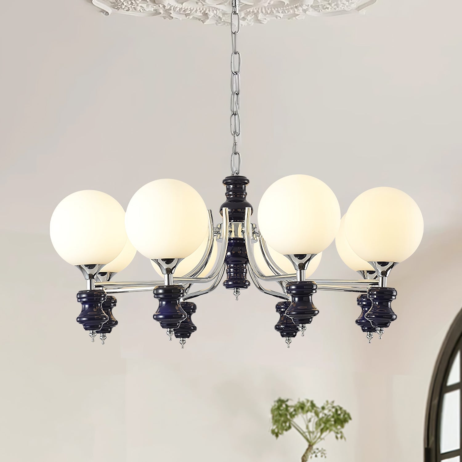 regal-orb-chandelier-anzaz-Blue & Chrome-4