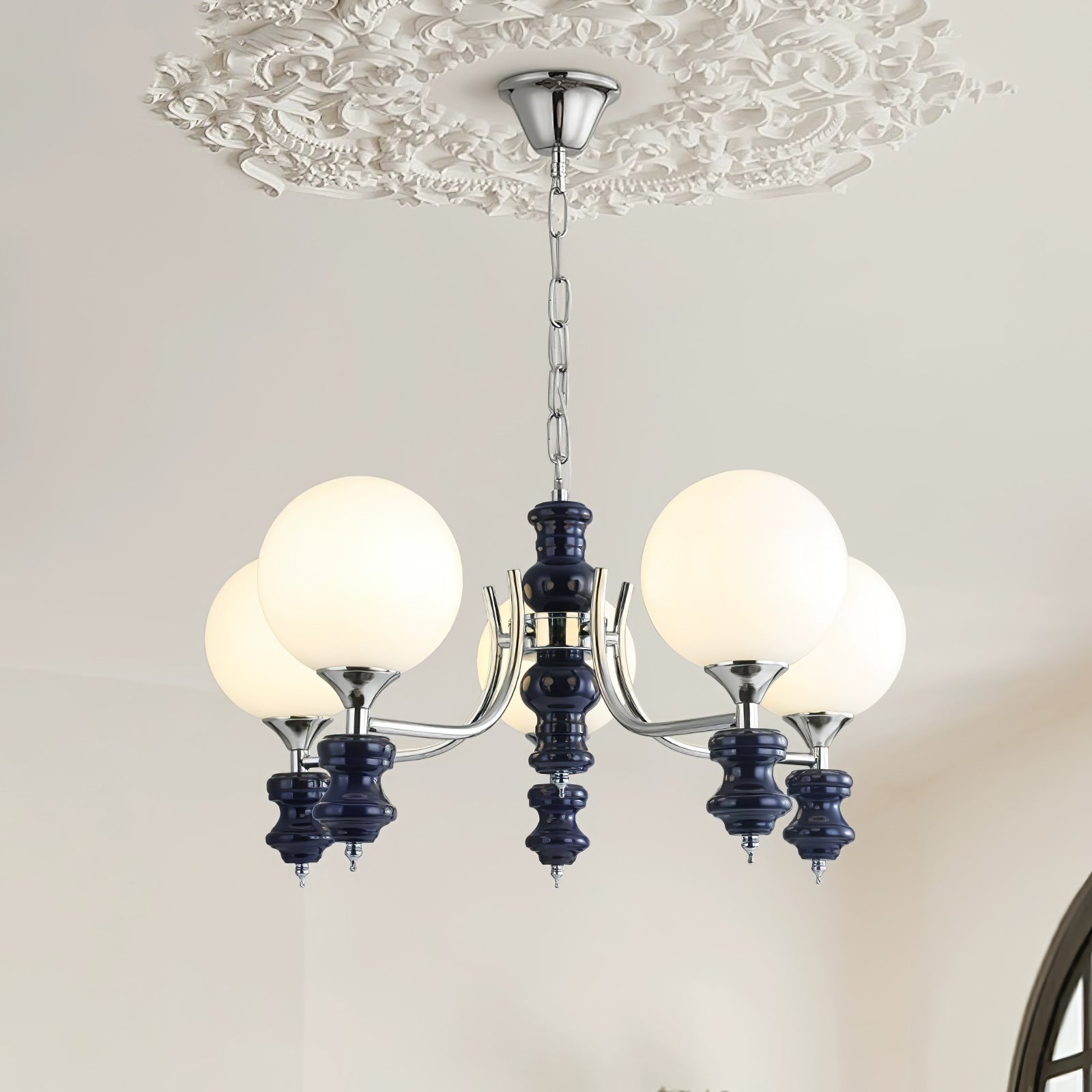 regal-orb-chandelier-anzaz-Black & Chrome-3