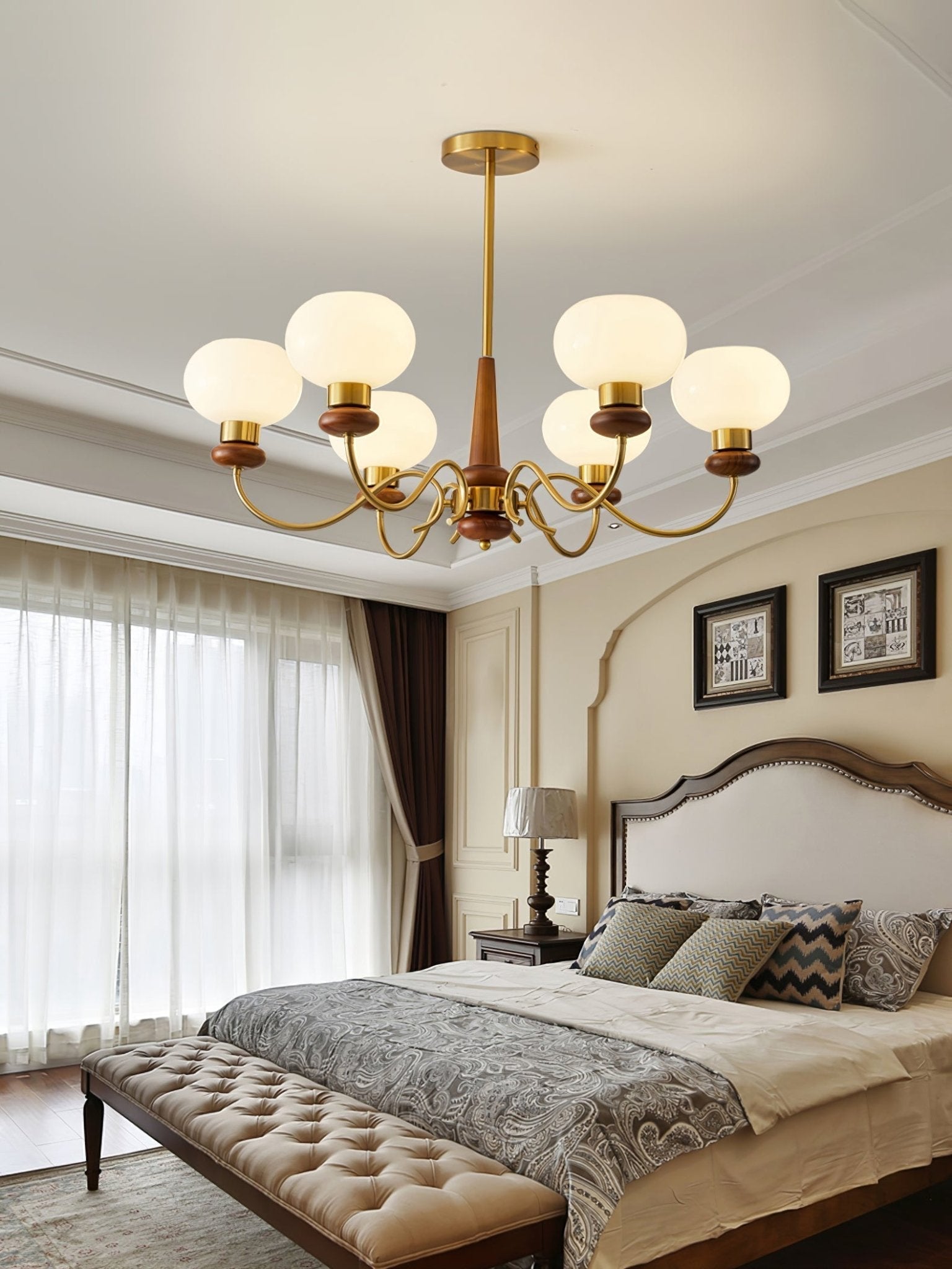 regency-globe-chandelier-anzaz-Walnut Color & Gold-3