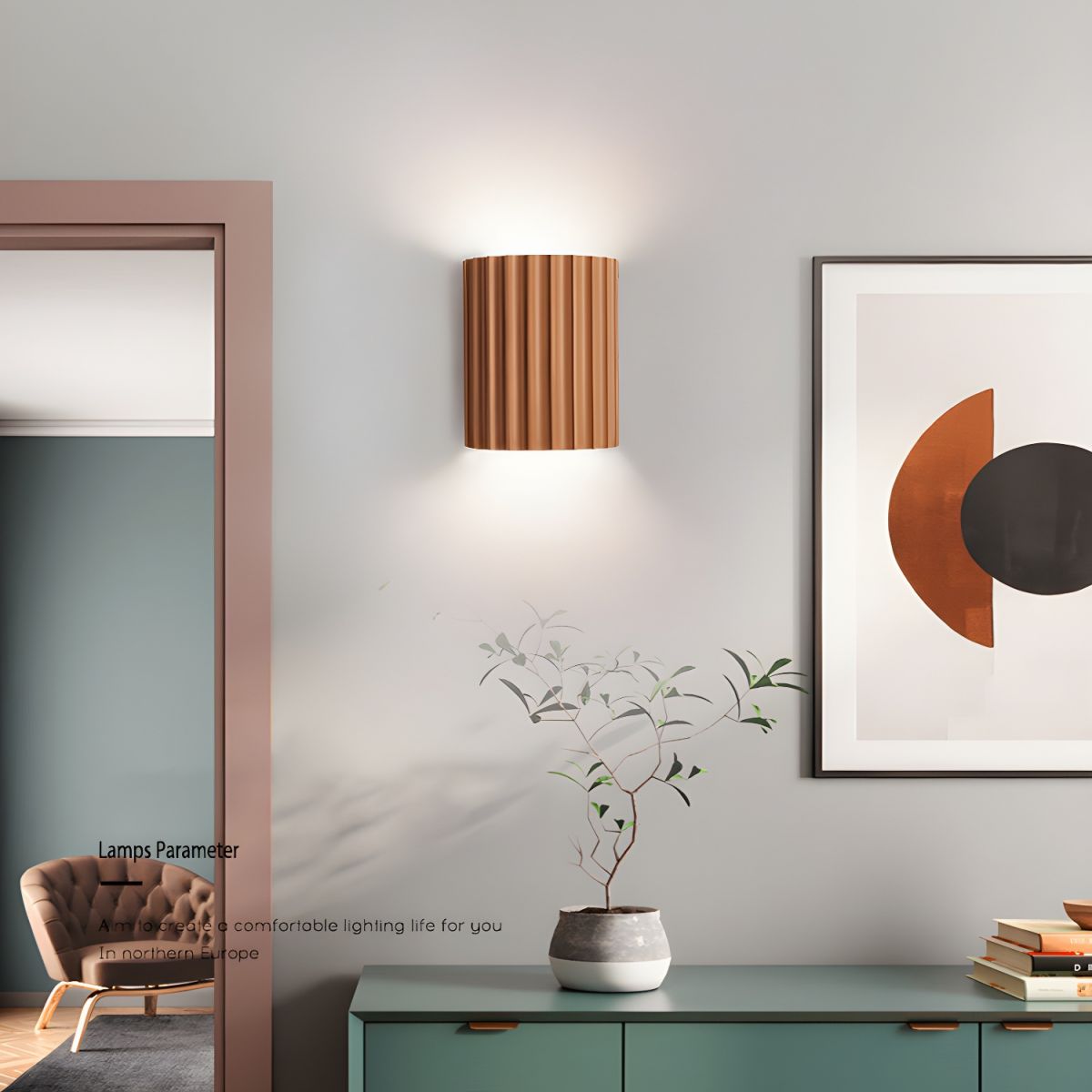 resin-ribbed-wall-lamp-anzaz-&nbsp; Orange-3