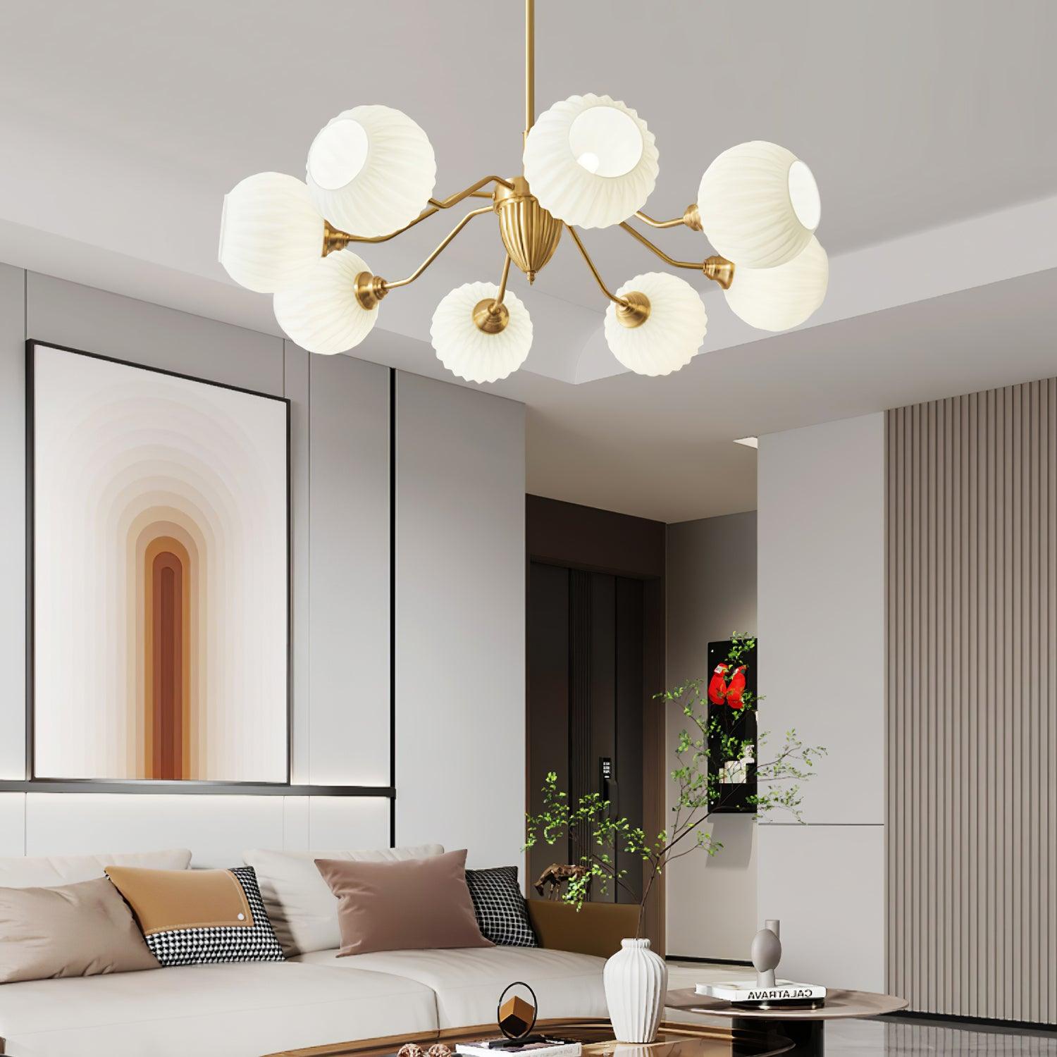 ribbed-glass-ball-chandelier-anzaz-Brass & White-2