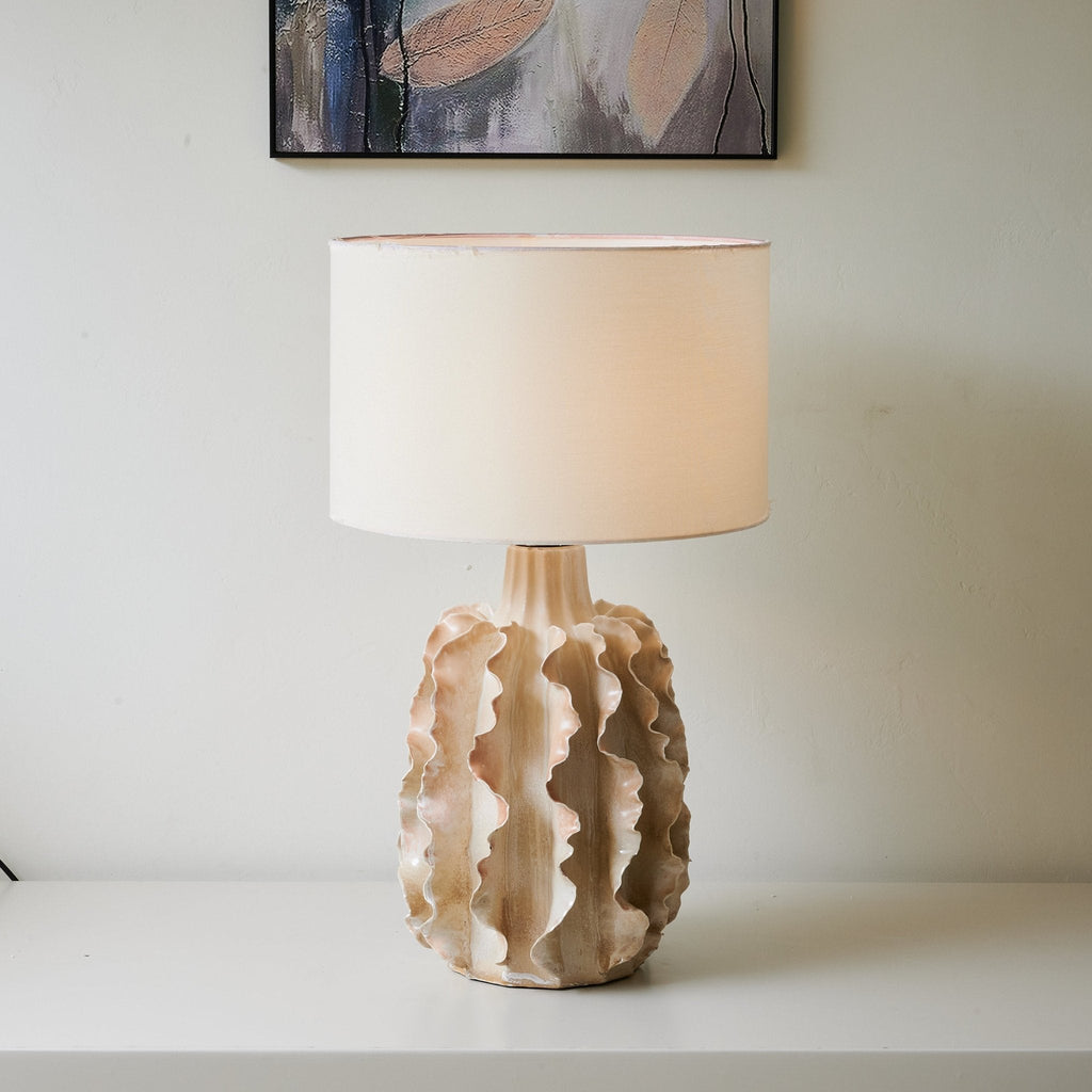 rippled-clay-table-lamp-anzaz-Beige & White-3