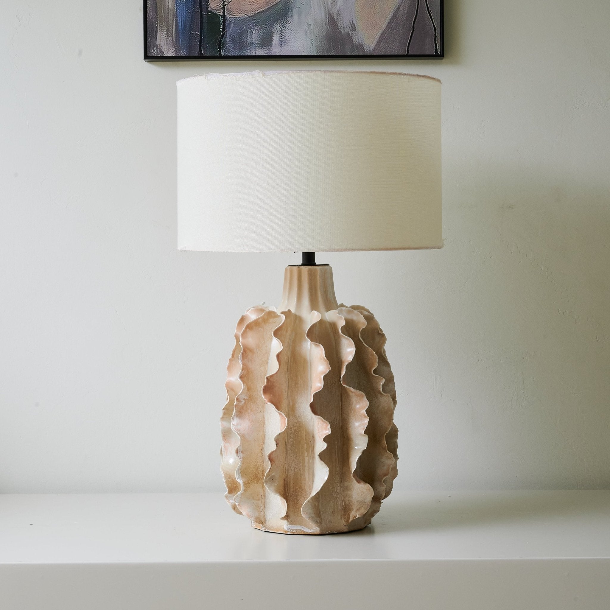 rippled-clay-table-lamp-anzaz-Beige & White-8